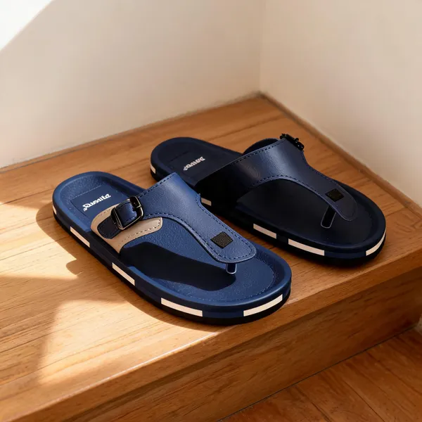 Navy_Synthetic_Toe_Loop_Casual_Sandals_For_Men