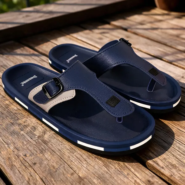 Navy_Synthetic_Toe_Loop_Casual_Sandals_For_Men