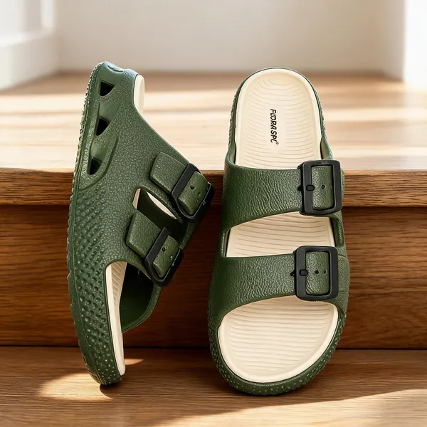 Green_Eva_Double_Buckle_Strap_Sandals_For_Men