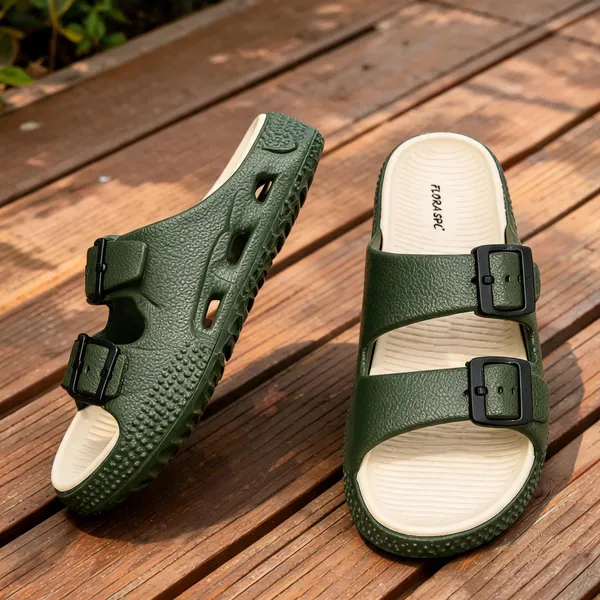 Green_Eva_Double_Buckle_Strap_Sandals_For_Men