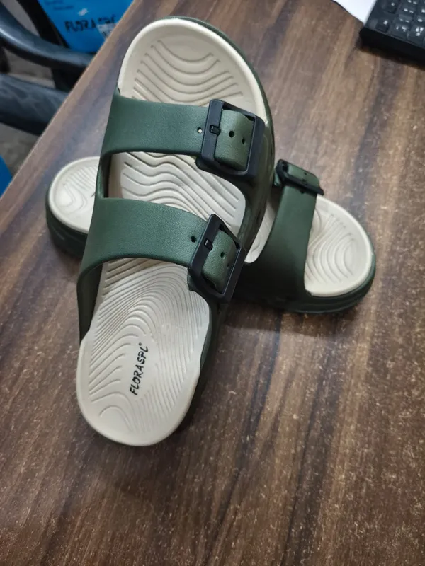 Green_Double_Strap_Adjustable_Buckle_Sandals_For_Men