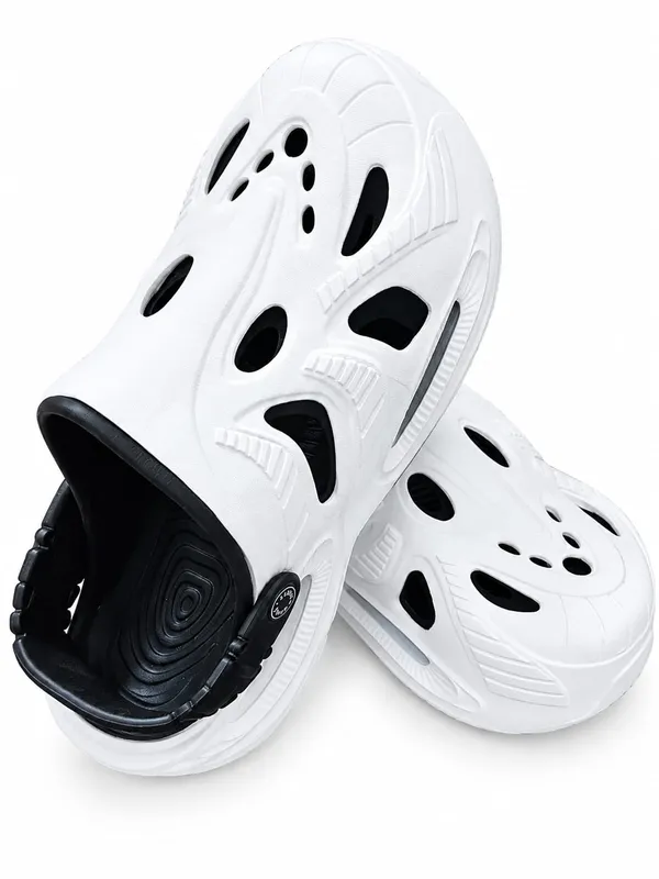 White_Molded_Ventilated_Slip-On_Clogs_For_Men
