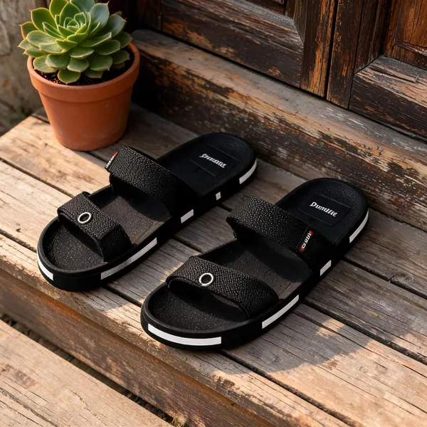 Black_Textile_Strap_Casual_Sandals_For_Men