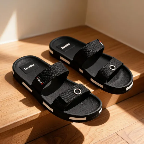 Black_Textile_Strap_Casual_Sandals_For_Men