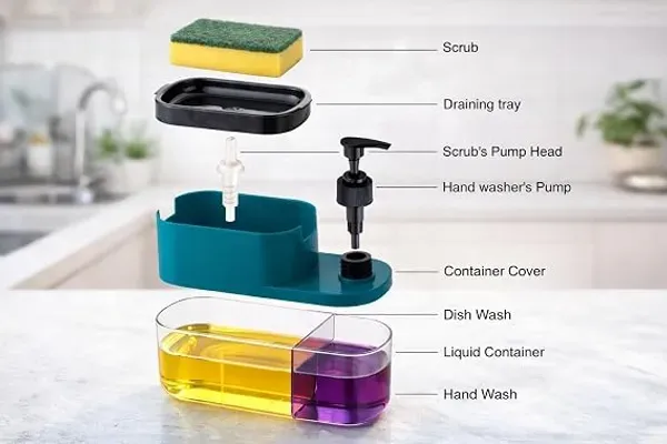 Plastic_3_In_1_Soap_Dispenser_With_Sponge_Holder_Pack_Of_1