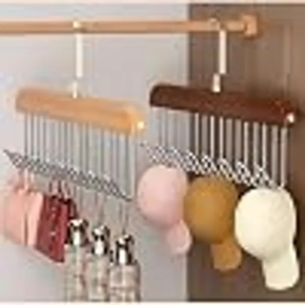 Wood_And_Steel_Multi_Hook_Hanging_Closet_Accessories_Organizer_Pack_Of_2
