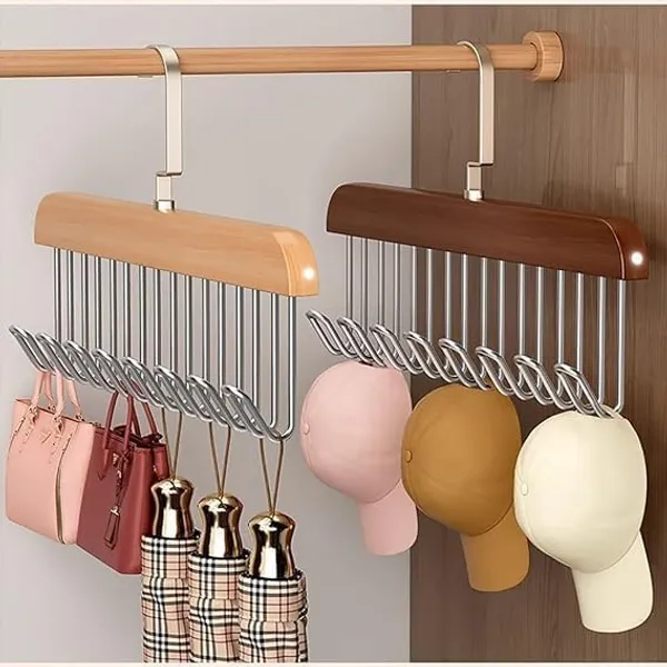 Wood_And_Steel_Multi_Hook_Hanging_Closet_Accessories_Organizer_Pack_Of_2