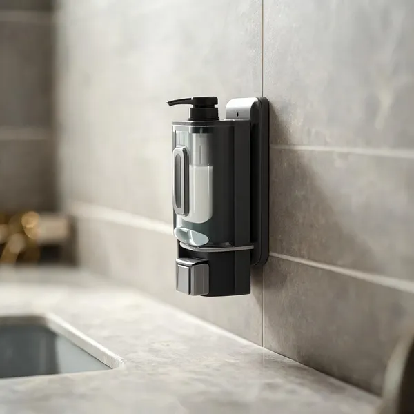 Black_Plastic_Wall_Mount_Manual_Pump_Soap_Dispenser