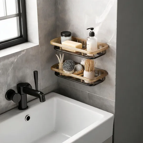 Plastic_2_Tier_Wall_Mounted_Kitchen_Bathroom_Storage_Shelf