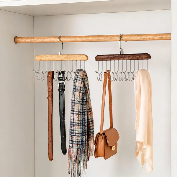 Wood_And_Steel_Multi_Hook_Hanging_Closet_Accessories_Organizer_Pack_Of_2