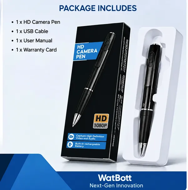 Watbott_W8_Hidden_Camera_Pen,_1080P_HD_Video_Recording,32GB_Support,_Black