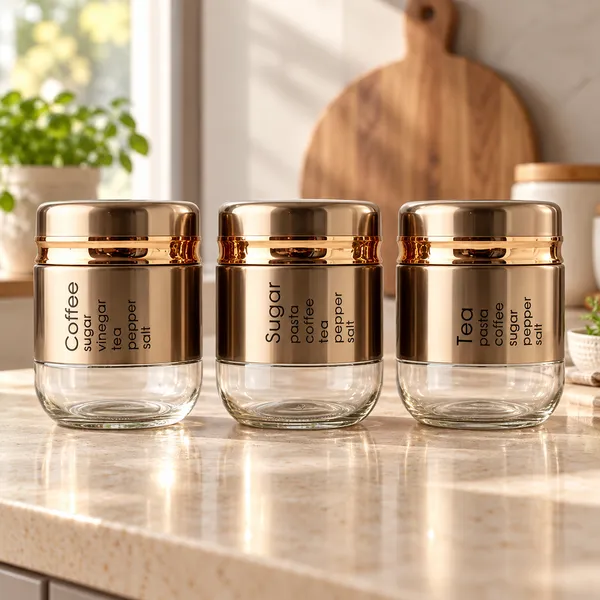 Cerrora_3_Pc_Tea,_Coffee_And_Sugar_Copper_Coated_Glass_Jar_With_Gold_Strip