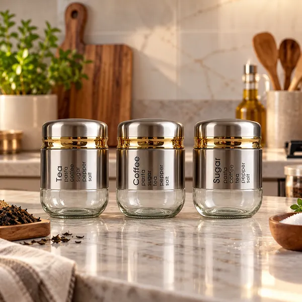 Cerrora_3_Pc_Tea,_Coffee_And_Sugar_Silver_Coated_Glass_Jar_With_Gold_Strip
