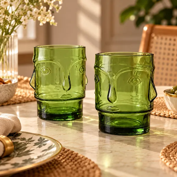 Cerrora_Green_Glass_Novelty_Face_Design_Tumbler_Set_Of_2