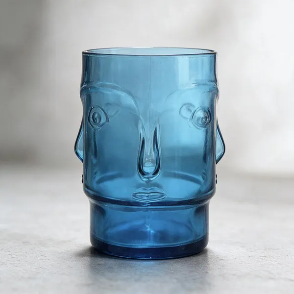 Cerrora_Blue_Glass_Novelty_Face_Design_Drinking_Tumbler_Set_Of_2
