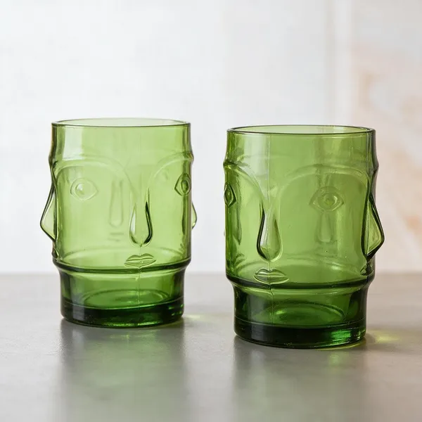 Cerrora_Green_Glass_Novelty_Face_Design_Tumbler_Set_Of_2