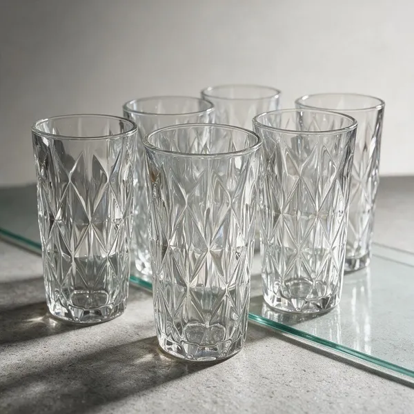 Cerrora_Geometric_Diamond_Pattern_Glass_Tumbler_Set_Of_6