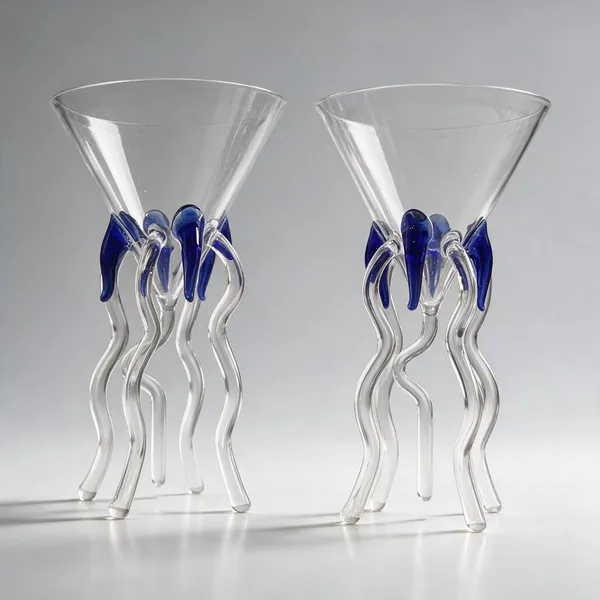 Cerrora_Borosilicate_Blue_Octopus_Arms_Glass_Set_Of_2