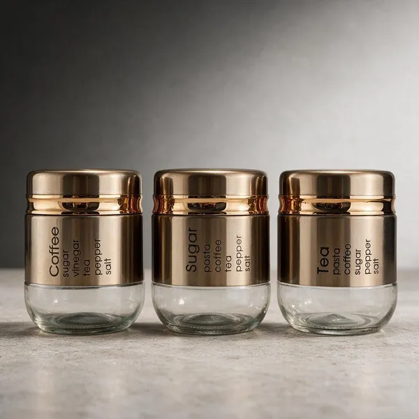 Cerrora_3_Pc_Tea,_Coffee_And_Sugar_Copper_Coated_Glass_Jar_With_Gold_Strip