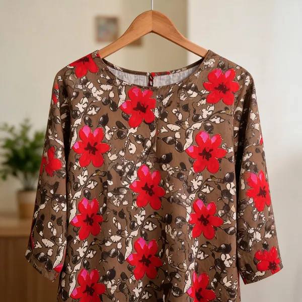 Brown_Kurti_Running_Fabric_Pure_Cotton_For_women