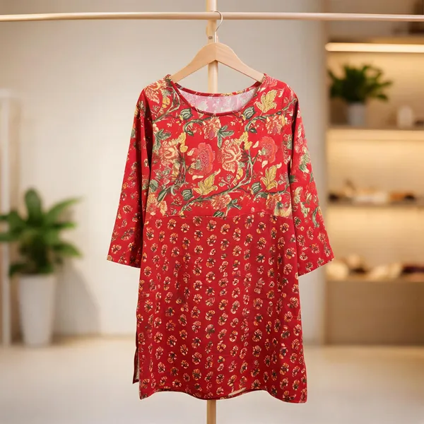 Orange_Kurti_Running_Fabric_Pure_Cotton_For_women