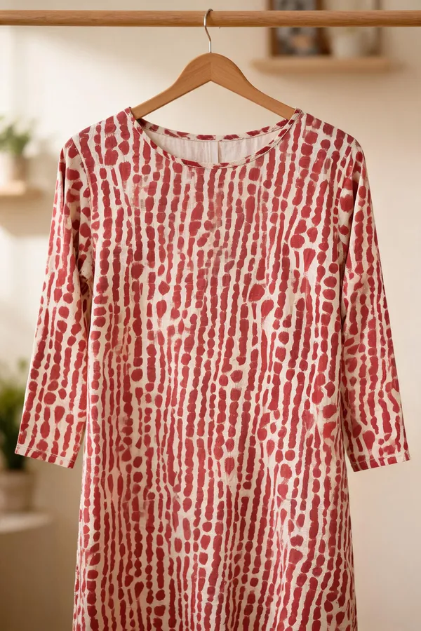 Cream_&_Red_Kurti_Running_Fabric_Pure_Cotton_For_women