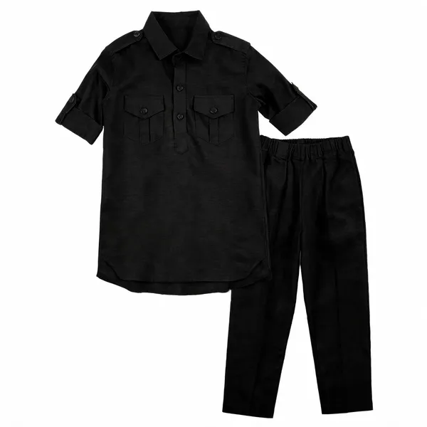 Black_Cotton_Pathani_Set_For_Boys