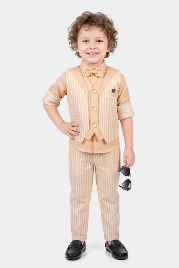 Beige_Striped_Shirt_And_Trouser_Set_For_Boys