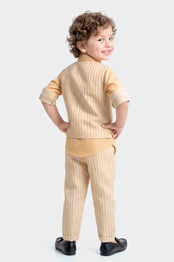 Beige_Striped_Shirt_And_Trouser_Set_For_Boys