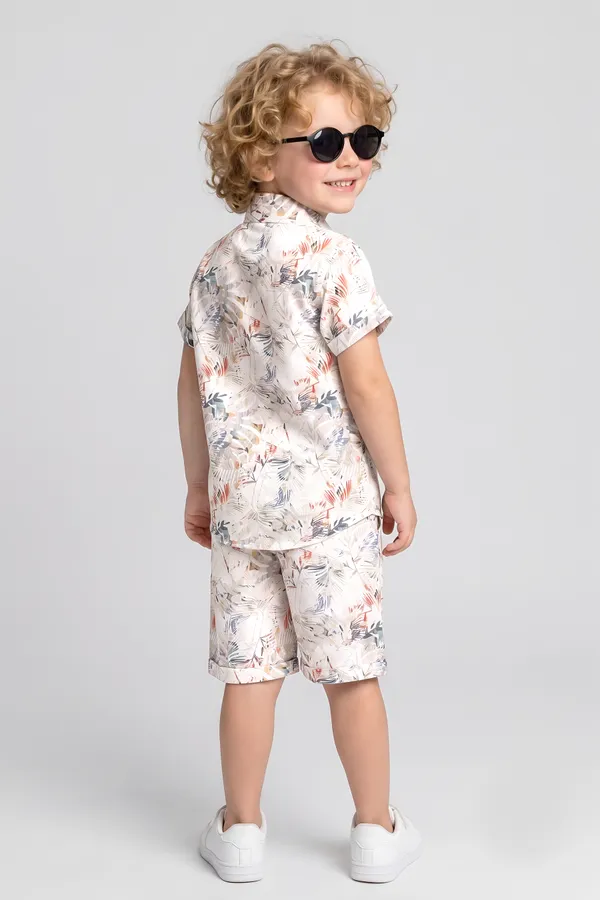 White_Printed_Shirt_And_Shorts_Set_for_Boys