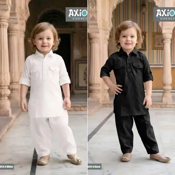 Black_&_White_Cotton_Pathani_Set_For_Boys