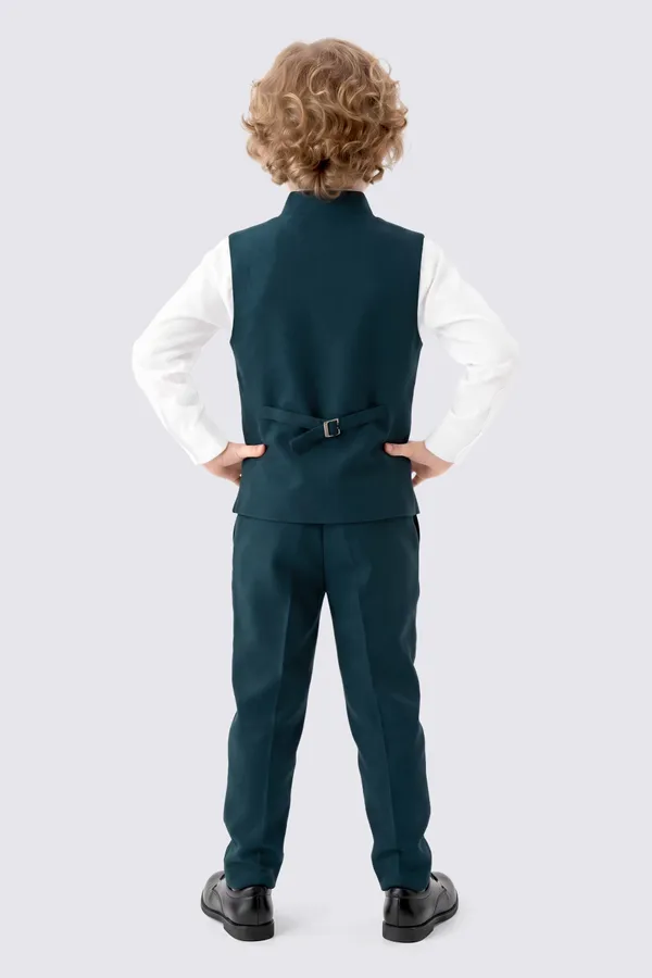 Teal_Embroidered_Waistcoat_Suit_Set_for_Boys