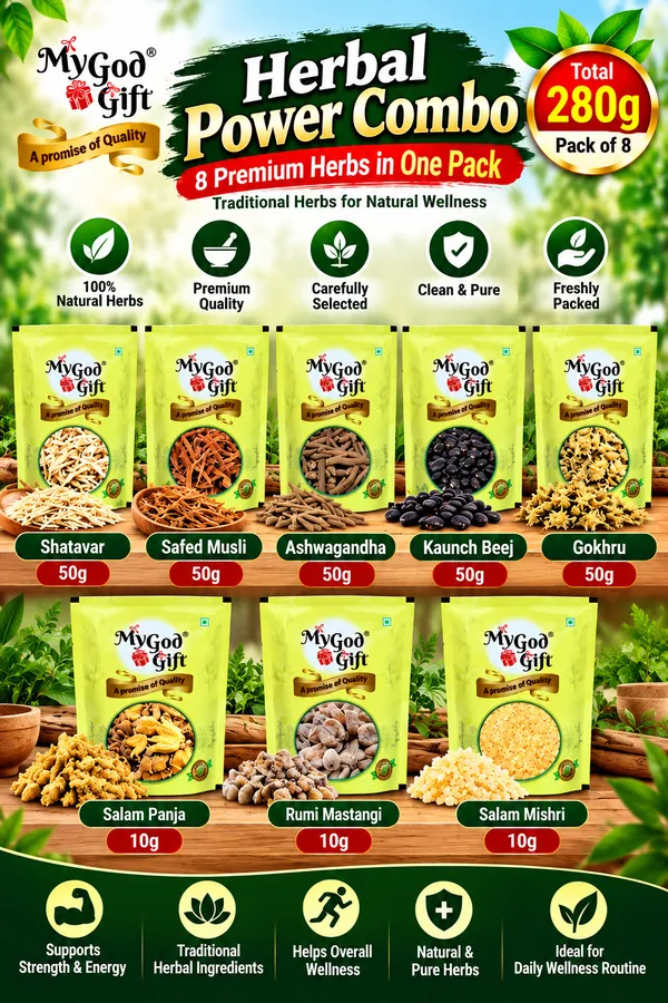 MY_GOD_GIFT_Power_Combo_–_Shatavari,_Safed_Musli,_Ashwagandha,_Kaunch_Beej,_Gokhru,_Salam_Panja,_Rumi_Mastagi_&_Salam_Mishri_|_8_Herbal_Ingredients_|_280g_Pack_of_8