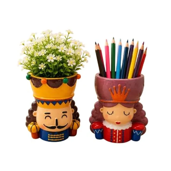 King_And_Queen_Figurine_Pen_Stand_And_Planter_Set