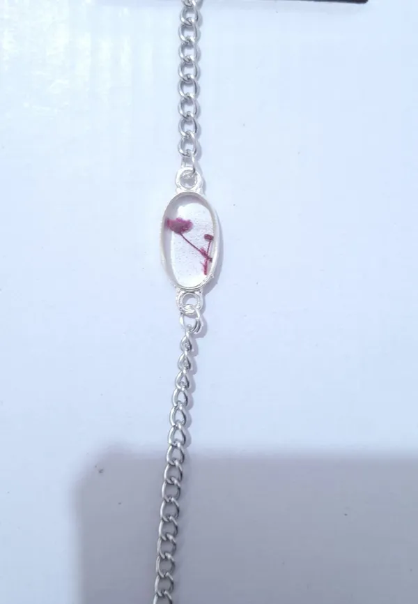 Silver_Resin_Pink_Floral_Oval_Charm_Bracelet_For_Women