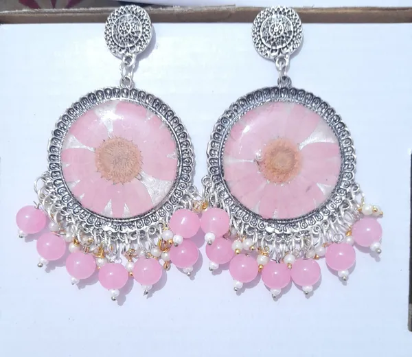 Pink_Oxidised_Silver_Tone_Floral_Dangler_Earrings_For_Women