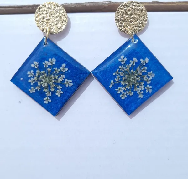 Blue_Resin_Floral_Square_Drop_Earrings_For_Women
