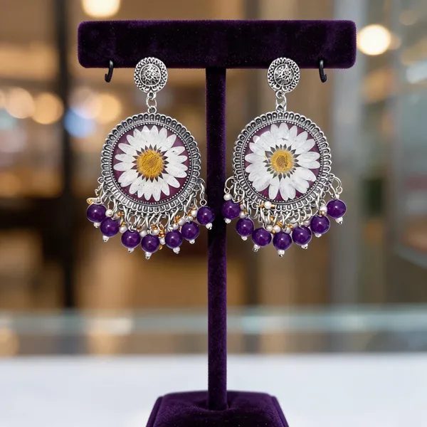 Purple_Oxidised_Silver_Tone_Floral_Dangle_Earrings_For_Women