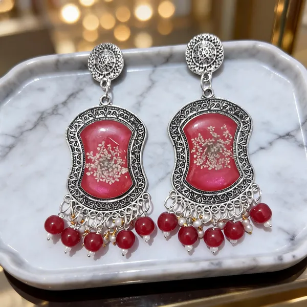 Red_Oxidised_Silver_Tone_Floral_Drop_Earrings_For_Women