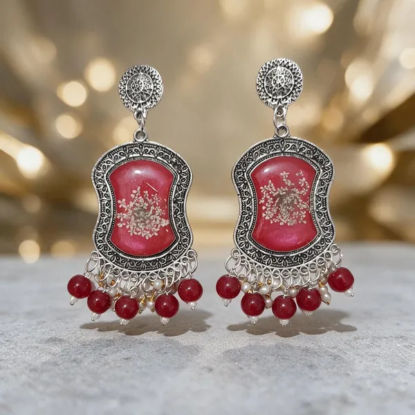 Red_Oxidised_Silver_Tone_Floral_Drop_Earrings_For_Women