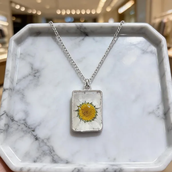 Silver_Resin_Yellow_Floral_Rectangular_Pendant_Necklace_For_Women