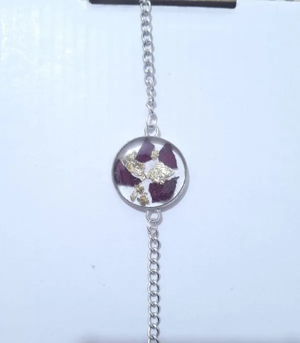 Purple_Silver_Tone_Resin_Floral_Charm_Bracelet_For_Women