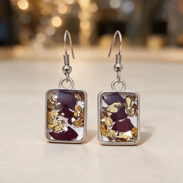 Purple_Resin_Rectangular_Foil_Drop_Earrings_For_Women