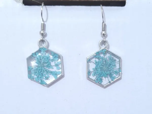 Blue_Resin_Floral_Hexagon_Drop_Earrings_For_Women