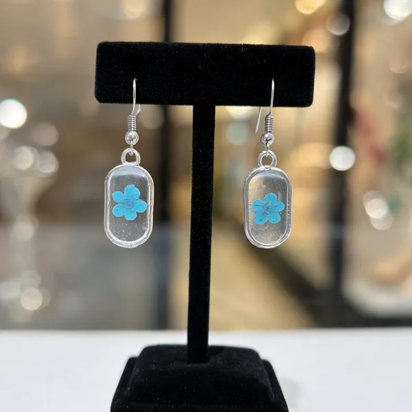 Silver_Resin_Blue_Floral_Rectangular_Drop_Earrings_For_Women