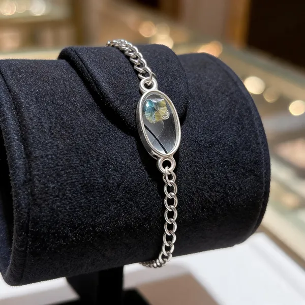 Silver_Blue-Green_Resin_Stone_Oval_Chain_Bracelet_For_Women