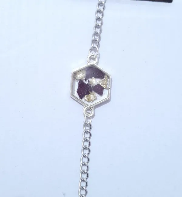 Silver_Resin_Purple_Hexagonal_Stone_Chain_Bracelet_For_Women