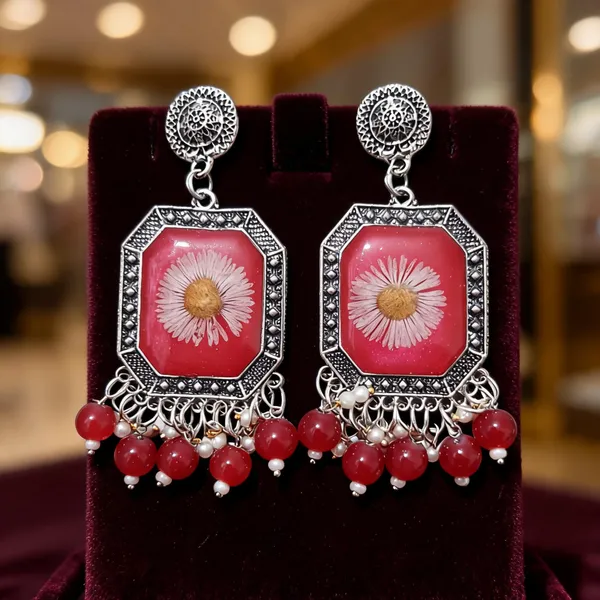 Silver_And_Red_Oxidised_Metal_Floral_Dangler_Earrings_For_Women