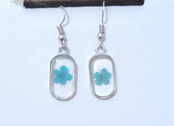 Silver_Resin_Blue_Floral_Rectangular_Drop_Earrings_For_Women