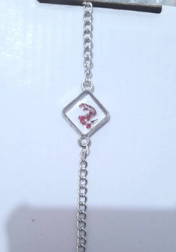Silver_Brass_Resin_Red_Floral_Square_Charm_Bracelet_For_Women
